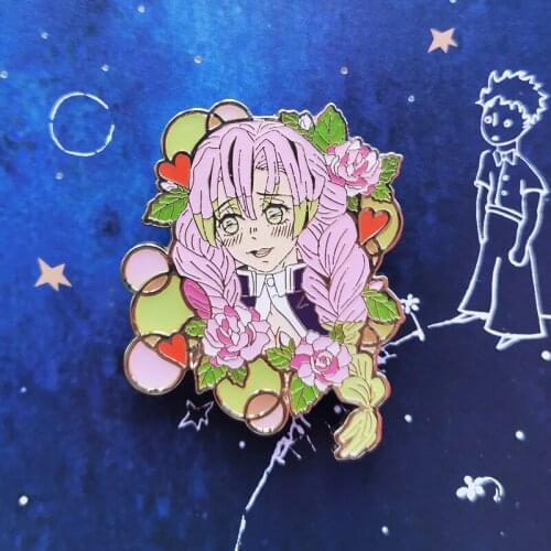 Limited Demon Slayer Kimetsu No Yaiba Kanroji Mitsuri Metal Badge Brooch Pin Bag Accessories Pins Cosplay
