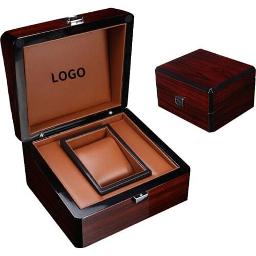 Wholesale Watch Box Gift Packaging Box Solid Wood Piano Paint Wooden Box Pu Leather Watch Box Jewelry Storage Box Customization