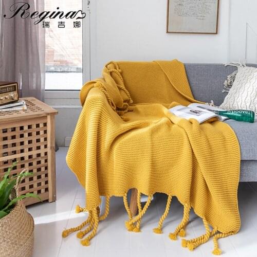 Luxury Hand Knitted Blanket Throw Frignes Warm Soft Green Yellow Gray Pink Weighted Blanket For Throws Plaid Bed Fleece