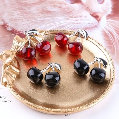 10pcs Resin Pendants Imitation Fruit Red Black Cherry Charms For Handmade Cute Earrings Necklace Fashion Jewelry Findings