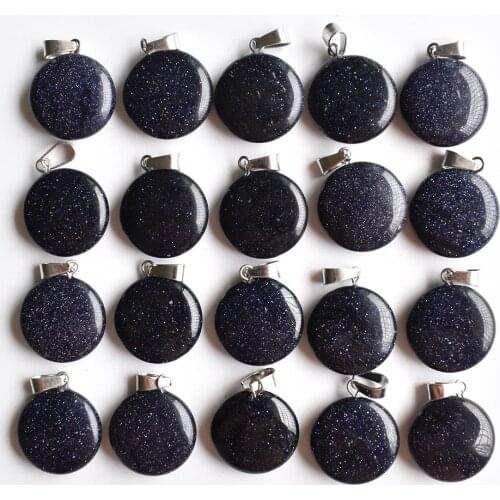 2020 Fashion top quality blue sand stone round shape charms pendants for jewelry accessory 50pcs/lot Wholesale free shipping