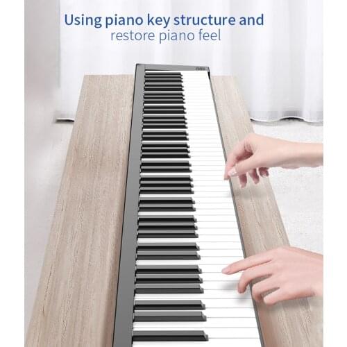 88 Keys Keyboard Piano Portable Digital Piano with LCD Display Built-in Speakers Rechargeable Battery BT Connectivity