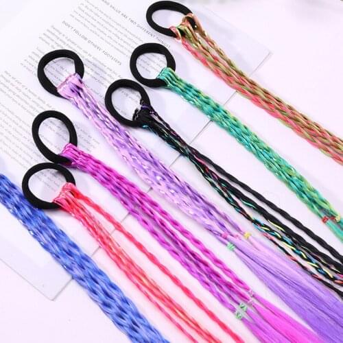 Girls Colorful Wigs Ponytail Hair Ornament Headbands Rubber Bands Beauty Hair Bands Headwear Kids Hair Accessories Head Band