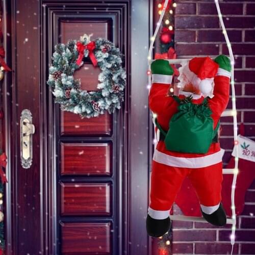 2021 Indoor Outdoor Christmas Decoration Climbing The Ladder Christmas Man Remote Flashing Window Pendant