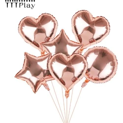 10pcs/lot 18inch Rose Gold Heart Foil Balloons Wedding Birthday Party Decoration For Baby Shower Supplies Valentines Day Gifts