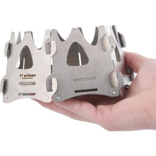 Stainless Steel Camping Hexagon Wood Stove Portable Outdoor Picnic Cookware Card Alcohol Stove Camping BBQ Burners with Bag