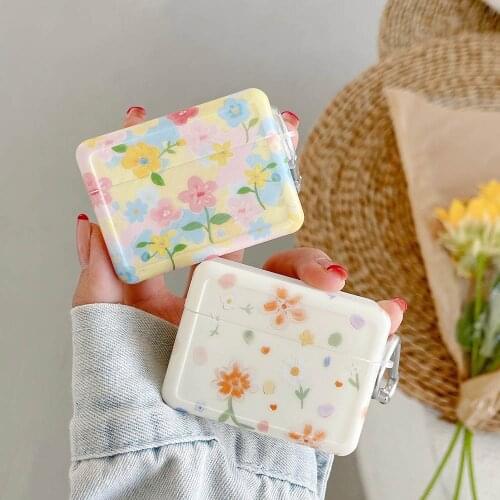 Luxury Floral Shell Silicone Earphone Case for AirPods 1/2 Pro 3 Cute Flowers Wireless Headphone Cover Accessories Funda Keyring