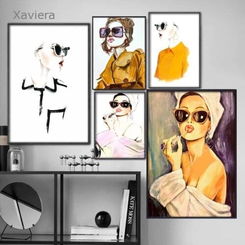 Nordic Female Star Portraits Fashion Ladies Retro Posters Abstract Paintings and Prints Modern Home Decoration Bedroom Pictures