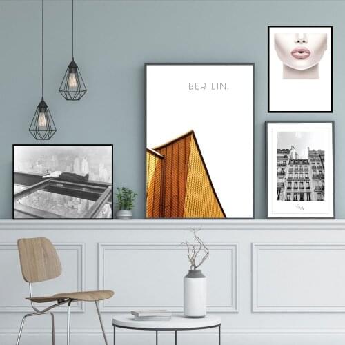 Nordic Minimalist World Famous City Berlin Paris Canvas Paintings NYC Steel Worker Poster and Print Wall Art Pictures Room Decor
