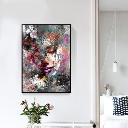Modern Pop Girl Mural Graffiti Art Canvas Posters and Prints Living Room Decoration AbstractWall Picture