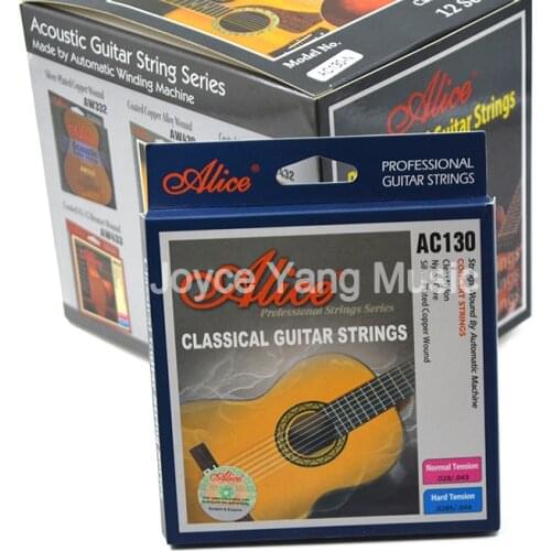 12 Sets of Alice AC130 Classical Guitar Strings Clear Nylon Silver-Plated Copper Alloy Wound 1st-6th Strings Wholesale