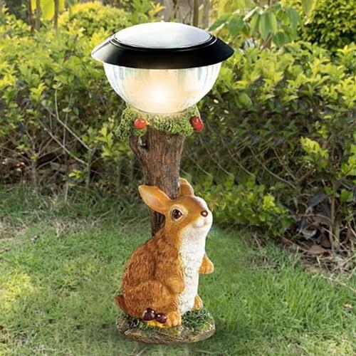 LED Solar Light Little Animal Sculpture Resin Craft Statue Lantern Ornaments Home Garden Balcony Porch Decoration