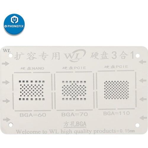 WL BGA Reballing Stencil for iPhone 5/5C/5S/6/6P/6S/6SP/7/7P/8/8P/X/XS/XSMAX NAND Flash BGA Reballing Stencil Solder Template