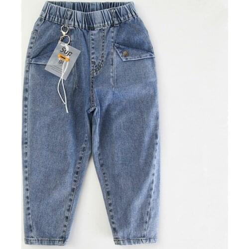2020 spring Kids boys new fashion jeans children good casual loose denim pants with pendant for boys 4-9 years