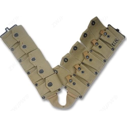 WW2 US A RMY M1 CANVAS GARAND TEN CELL POUCH KHAKI HIGHT QUALITY