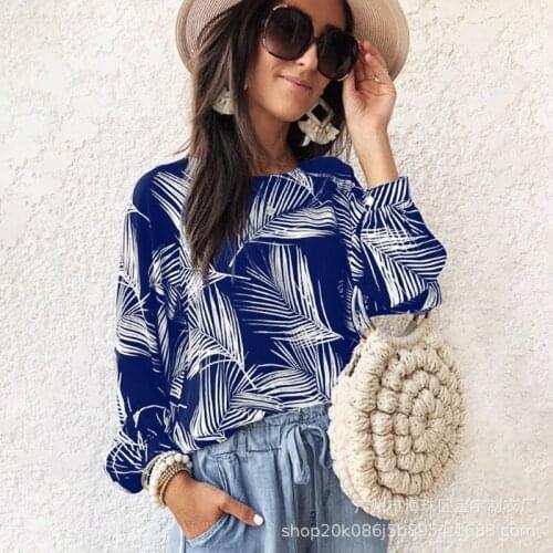 Boho 2020 New Large Size 5XL Women Shirt Floral O-neck Long-Sleeved Printed Shirt Hot Autumn Spring Female Casual Blouse