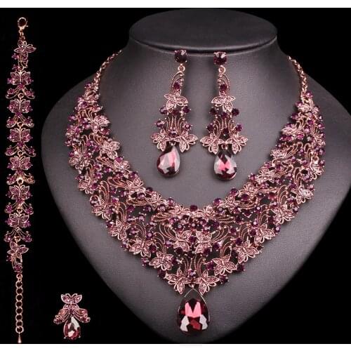 Vintage Statement Necklace Earrings Retro Indian Bridal Jewelry Sets Womens Party Wedding Costume Accessories Gifts for Women