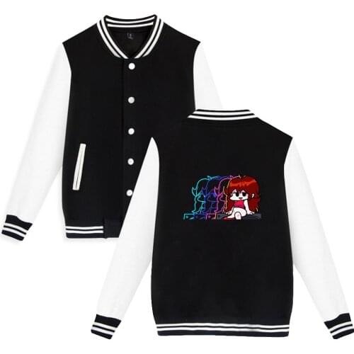2021 Hot Game Friday Night Funkin Baseball Jacket Women Men Long Sleeves Unisex Hip Hop Plus Size Hight Quality Clothing 300