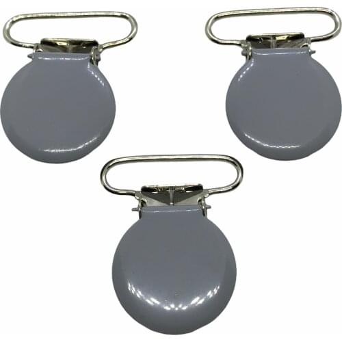 25pcs 1'' 25mm #33 GREY Colored Enamel Round Shaped Suspender Clips