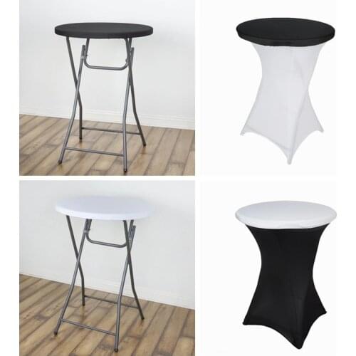 White Black Lycra Spandex Top Table Cover For Bistro Cocktail Table Covers Decoration Wedding Party