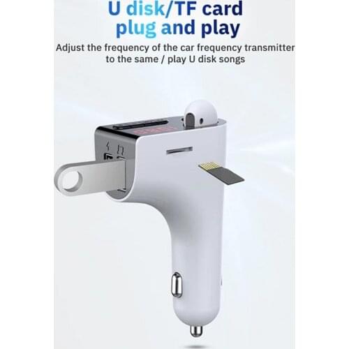 New Bluetooth 5.0 Headset FM Transmitter Wireless Hands-free Audio Receiver Car Player Dual USB Fast Charger V14