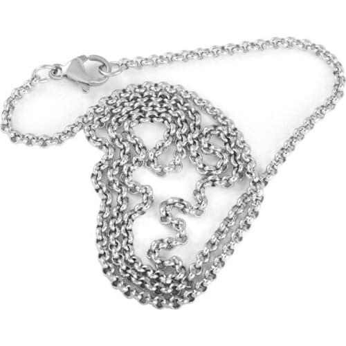 IJC0006 50pcs/lot Bulk Wholesale 2mm Stainless Steel Rollo Chain Necklace For Women Men Pendant Jewelry