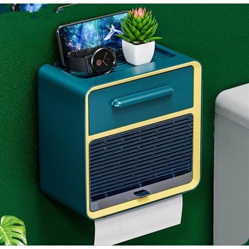 TT Toilet Tissue Box Toilet Paper Holder Roll Holder Storage Rack Waterproof Punch-Free Wall-Mounted