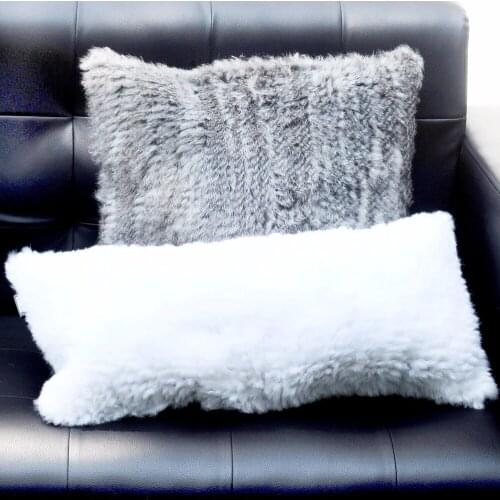 Free Shipping CX-D-78A 30x60cm Hand Knitted Real Rabbit Fur Sofa Cushion