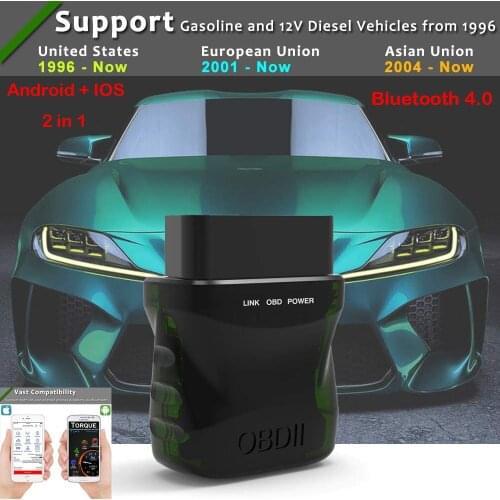 ELM327 V1.5 OBD2 Scanner Bluetooth 4.0 for IOS /Android 2 In 1 Car OBD2 Reader Clear Error Codes Turn Off Check Engine Light