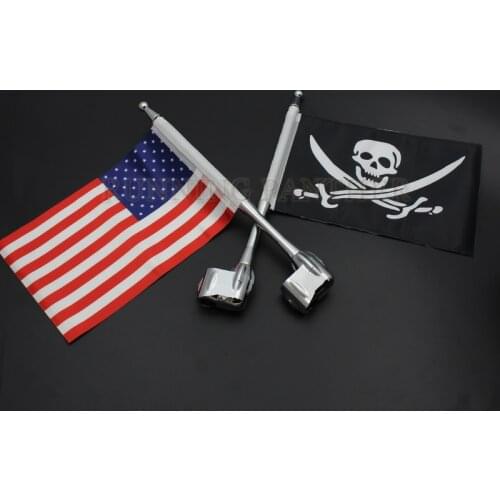 Chrome motorcycle rear side mounting flagpole america flag high quality flagpole with flag for honda goldwing gl1800 2001-2011