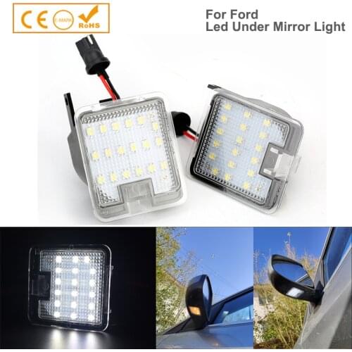 2Pcs White LED Under Side Mirror Light Puddle Lamps For Ford Focus MK3 C-Max Kuga MK1 MK2 Escape Mondeo MK4 S-Max Galaxy Grand