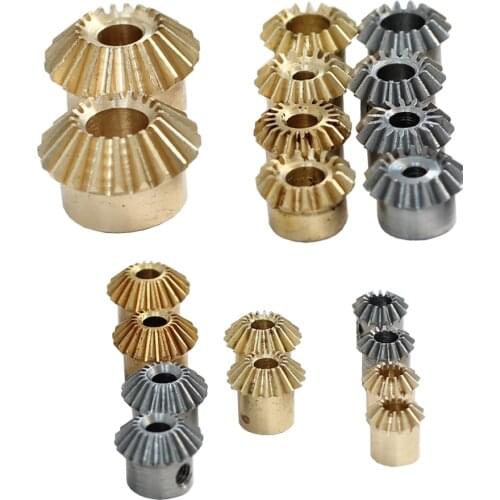 2PCS Bevel 0.4M 12T gear 0.5M 13T 18T 23T 25T Copper Steel 0.8M 15T 1M 15T 20T 90° Degree Transmission Gear
