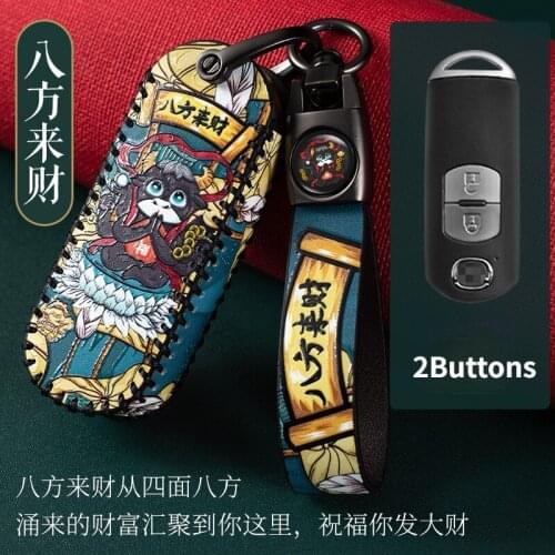 Leather Car Key Cover Remote Fob Case For MAZDA 2 3 5 6 CX-3 CX-5 CX-7 CX-9 Speed Miata MX5 Shell Jacket Protector 2 3 Button