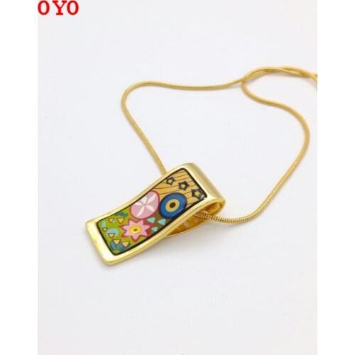 Cloisonne jewelry hand-painted enamel craftsmanship real gold plated art style pendant