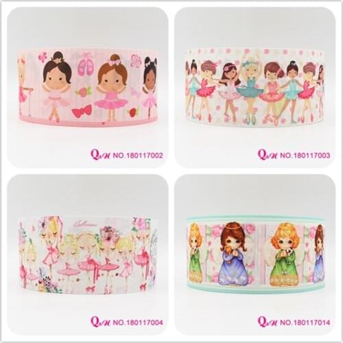 Q&N ribbon 16mm 22mm 25mm 38mm 50mm 75mm girl printed grosgrain ribbon webbing 50yards/roll for hair tie free shipping