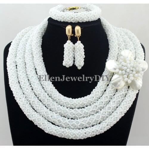 Hot Statement Necklace Nigerian Wedding African Beads Jewelry Set Crystal Jewelry Set Free Shipping Womens Jewellery Set W12618