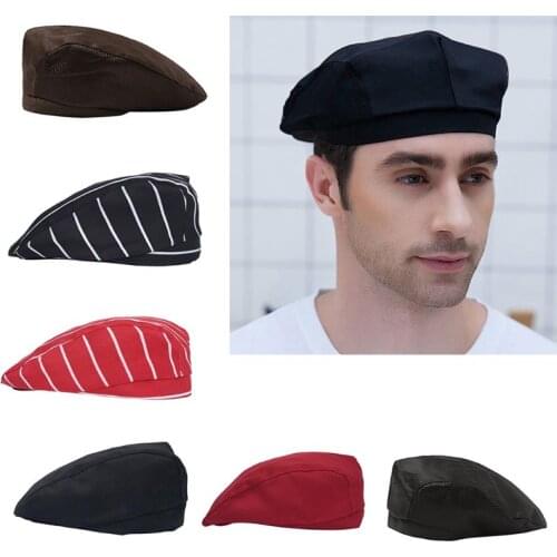 Mens Womens Chef Hat Pastry Baker Kitchen Cook Coffee Shop Duckbill Beret Cap Drop Ship