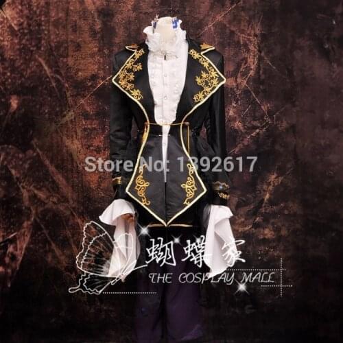 Men black lace golden embroidery luxury medieval suit vintage period costume jacket with pants