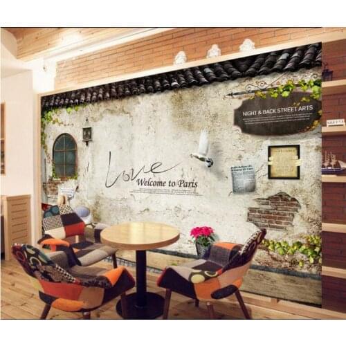 CJSIR Wallpaper Nostalgic Window Brick Leaves Flower Pot Wall 3d Wallpaper Home Decor Living Room Bedroom Mural 3d Wallpaper