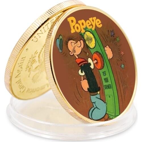 Popeye Gold Plated Metal Coin American Souvenir Coins Home Collection Art Ornament Worth Colctions