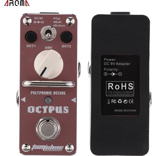 AROMA AOS-3 True Bypass Octpus Polyphonic Octave Electric Guitar Effect Pedal Mini Single Effect Processor Guitar Accessories