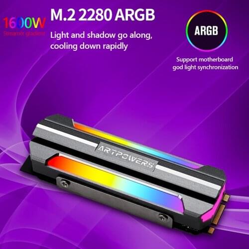 M.2 SSD Heatsink Cooler Aluminum Alloy Sheet ARGB M.2 2280 NVME Solid State Hard Drive Heat Dissipation Radiator