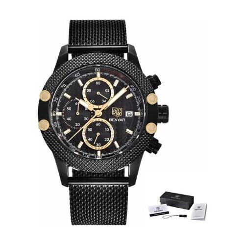 BENYAR Sport Chronograph Watches Waterproof Brand Luxury Quartz Watch Saat Gold dropshipping mens watches top brand luxury