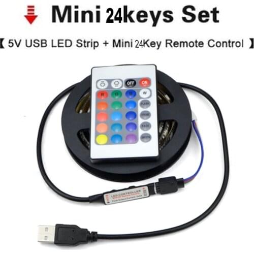 USB LED Strip DC 5V 50CM 1M 2M 3M 5M Mini 24Key Flexible Light Lamp SMD 5050 Desk Decor Screen TV Background Lighting