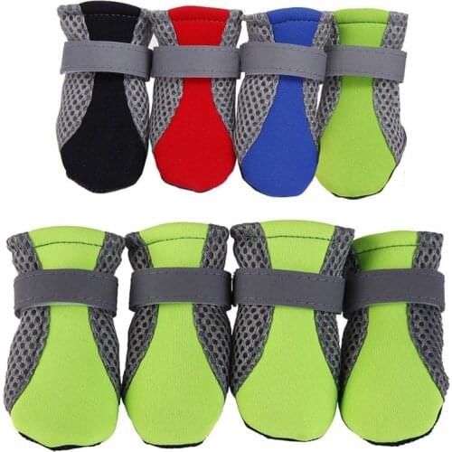Reflective And Breathable Dog Shoes Anti-slip Pet Boots Paw Protector Reflective Straps Dog Teddy Cute Breathable Net shoes