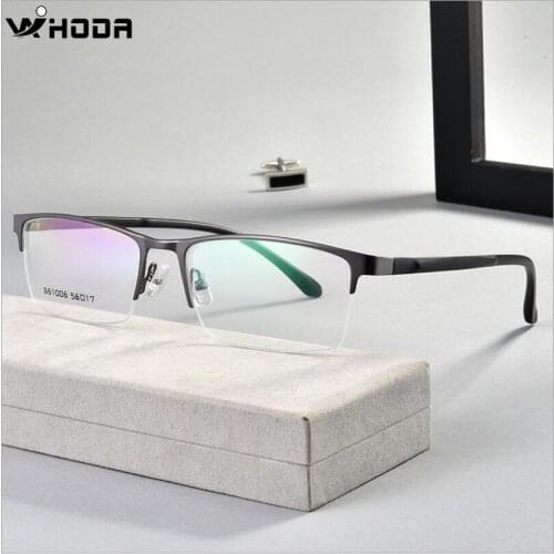 Ultralight Business Mens Optical Glasses Frames for Myopia ,TR Semi-Frame Metal Hinge Prescription Eyewear Glasses Frame F613