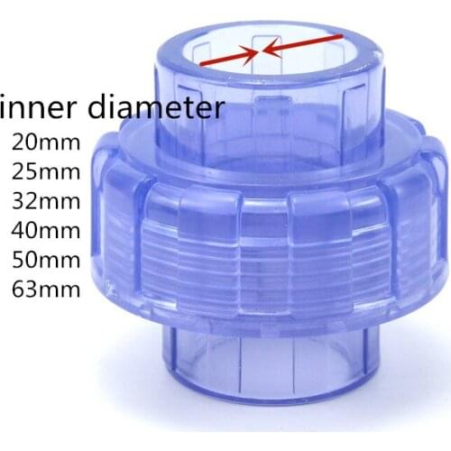 Inner Diameter 20~63mm UPVC Union Connectors Garden Irrigation Water Supply Adapter Aquarium Fish Tank Straight Plug 1 Pcs