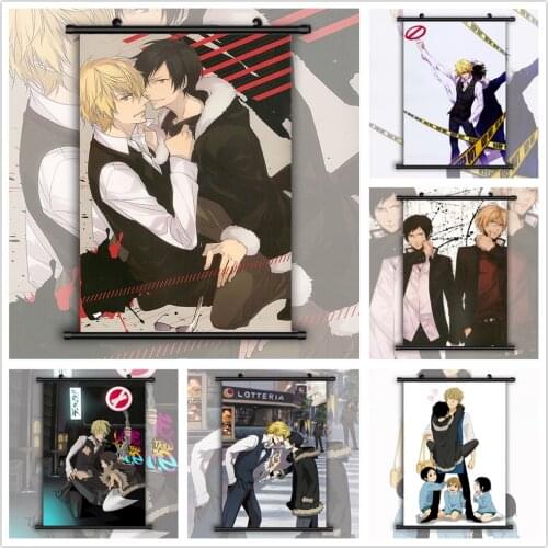 WTQ DURARARA!! Izaya Orihara X Shizuo Heiwajima Retro Poster Canvas Painting Anime Posters Wall Decor Wall Art Picture Home Deco