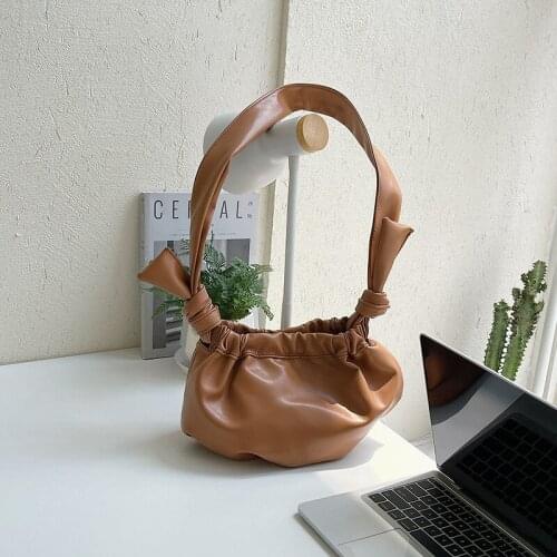 Female bag new fashion niche design messenger bag trend solid color single shoulder bag soft pu fold cloud bag high quaity