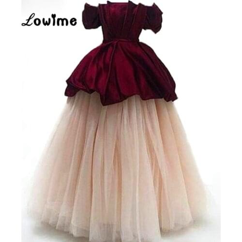 Off The Shoulder Vintage Burgundy Prom Dresses Vestidos De Festa 2018 Custom Made Ruffles Tulle Evening Gowns Women Party Dress